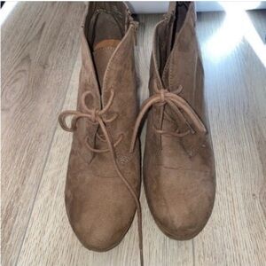 Merona Brown Lace-Up Ankle Boots wedges shoes
